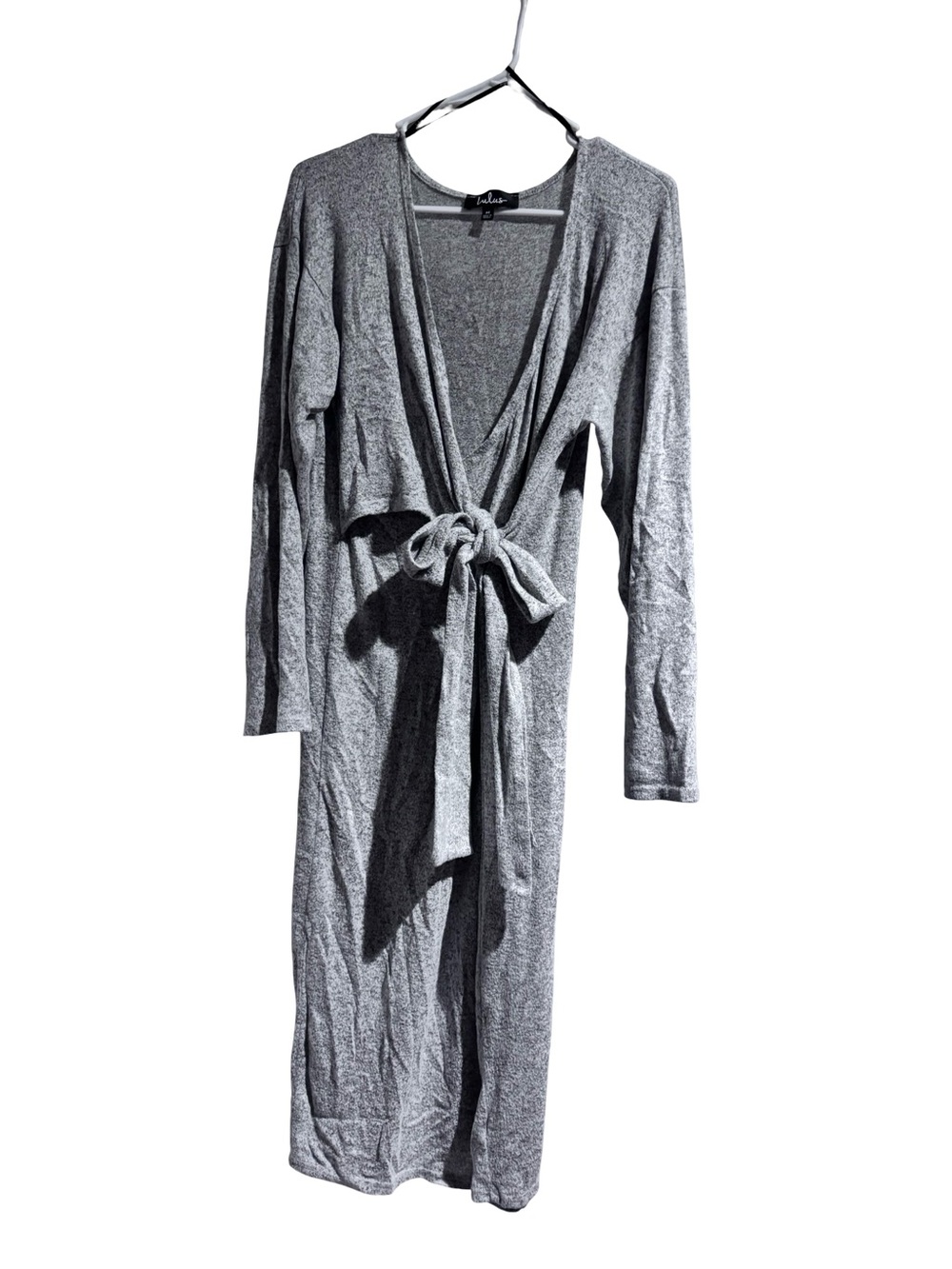 Lulu's Gray Long Sleeve Wrap Robe with Self-Tie